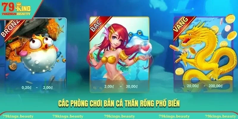 Các phòng chơi Bắn Cá Thần Rồng phổ biến