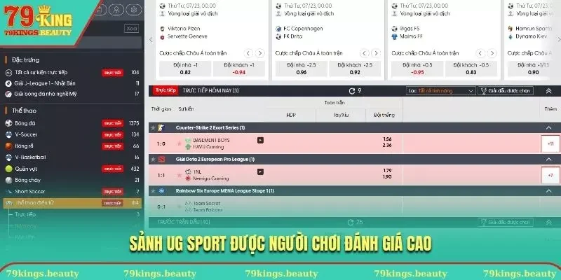 Sảnh UG Sport được người chơi đánh giá cao